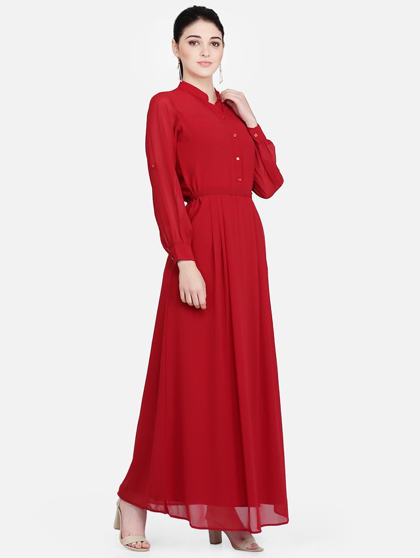 mandarin neck maxi dress - 16958266 - Zoom Image - 2