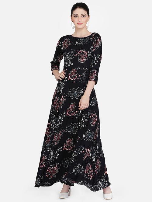 round neck floral maxi dress - 16958268 - Standard Image - 1