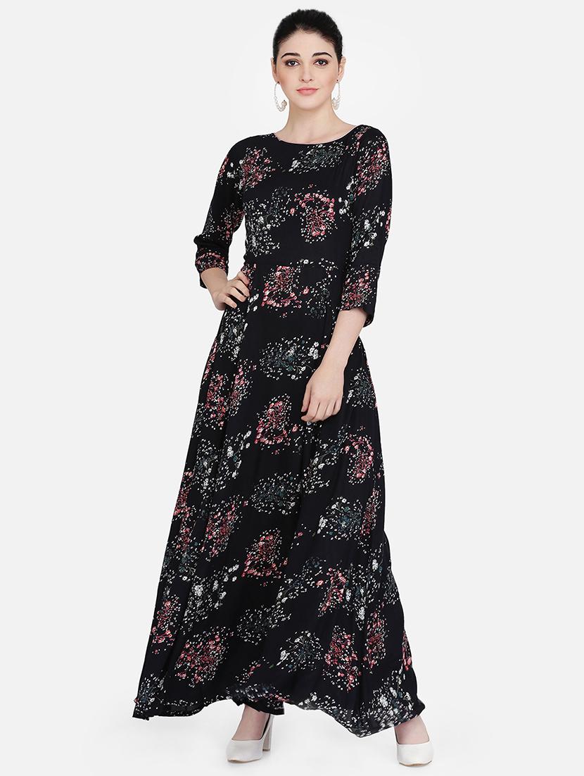 round neck floral maxi dress - 16958268 - Zoom Image - 1