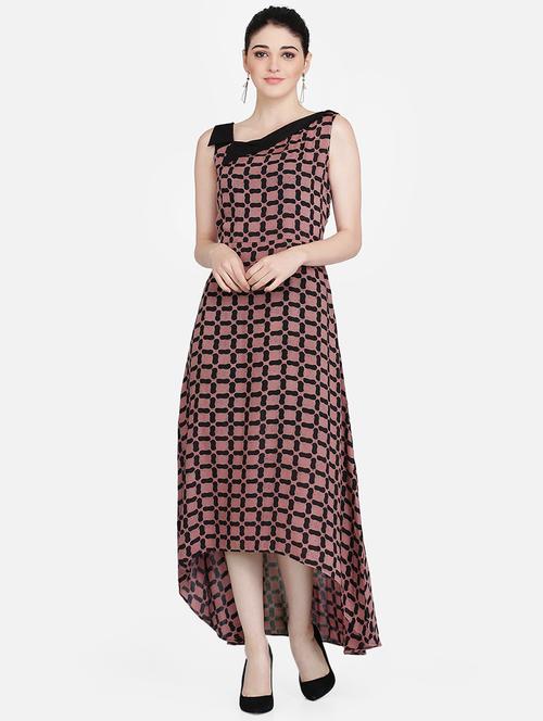 asymmetric neck printed maxi dress - 16958269 - Standard Image - 1
