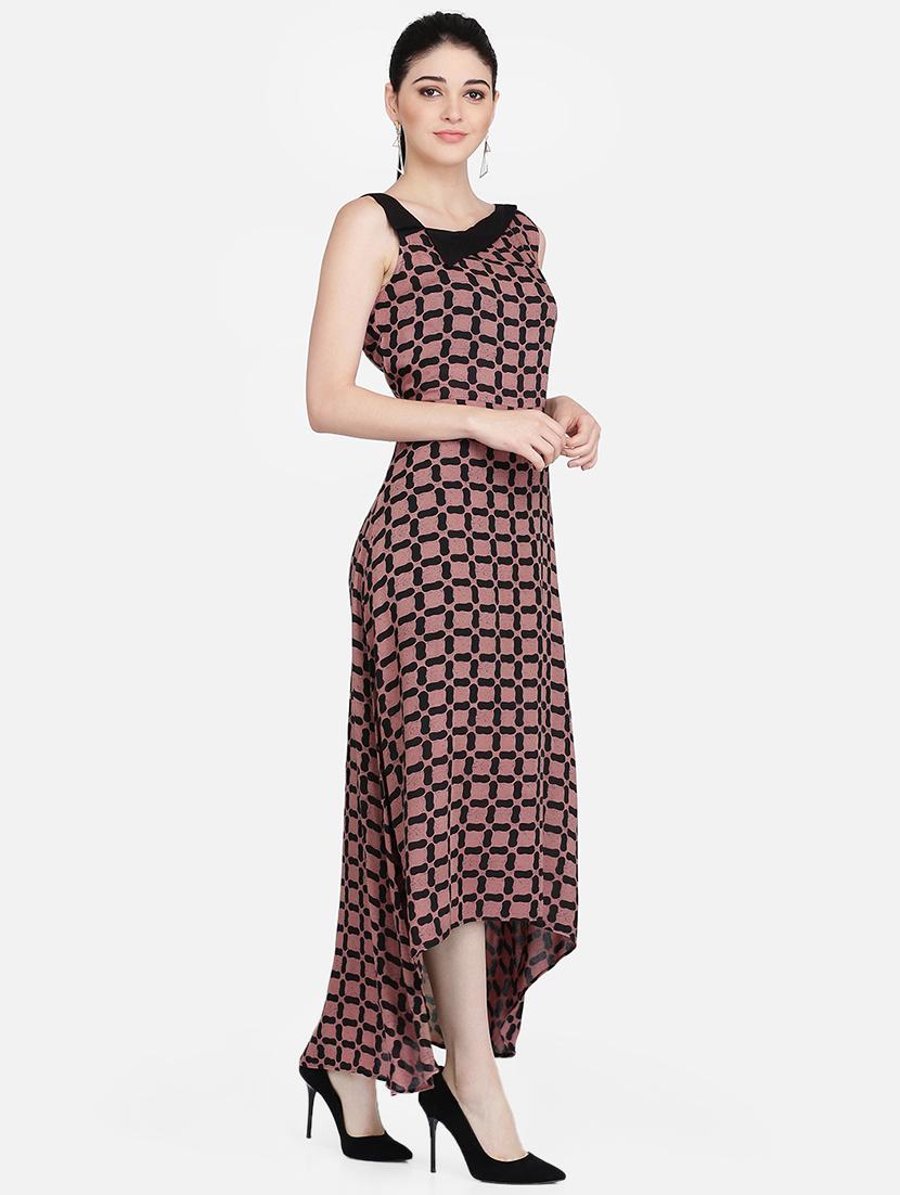 asymmetric neck printed maxi dress - 16958269 - Zoom Image - 2