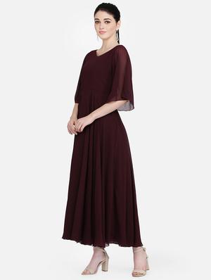 v-neck solid maxi dress - 16958270 - Standard Image - 2