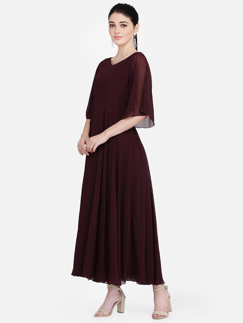 v-neck solid maxi dress - 16958270 - Zoom Image - 2