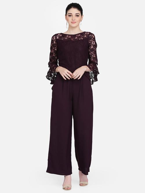 slit bell sleeves full leg jumpsuit - 16958273 - Standard Image - 1
