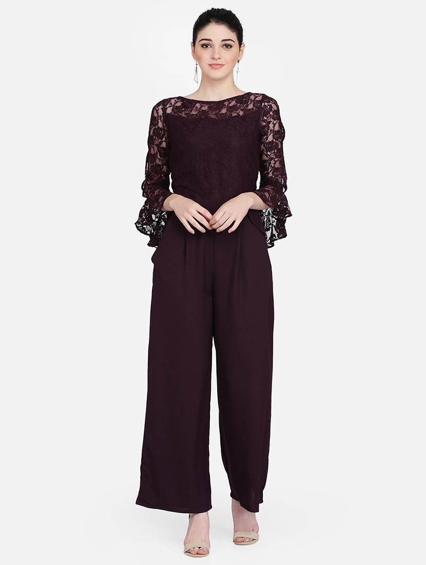 slit bell sleeves full leg jumpsuit - 16958273 - Zoom Image - 1
