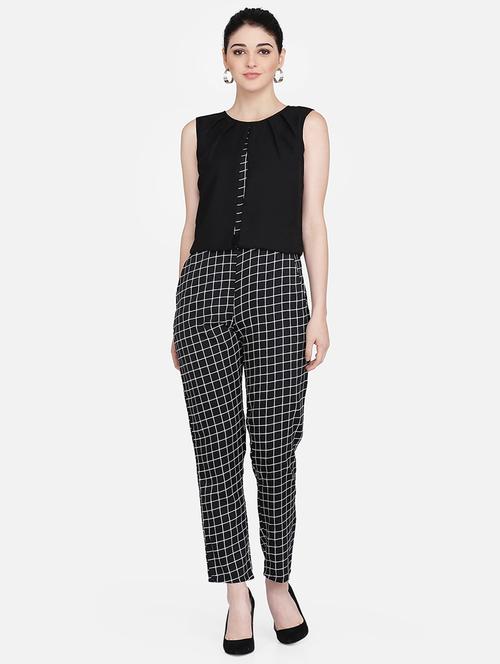 checkered full leg jumpsuit - 16958280 - Standard Image - 1