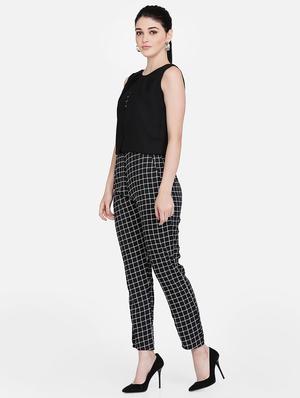 checkered full leg jumpsuit - 16958280 - Standard Image - 2