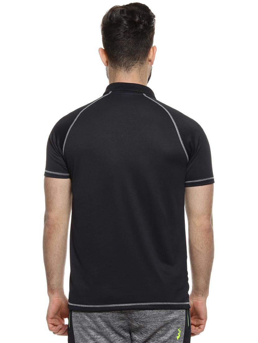 black printed polo t-shirt - 16958317 - Zoom Image - 3