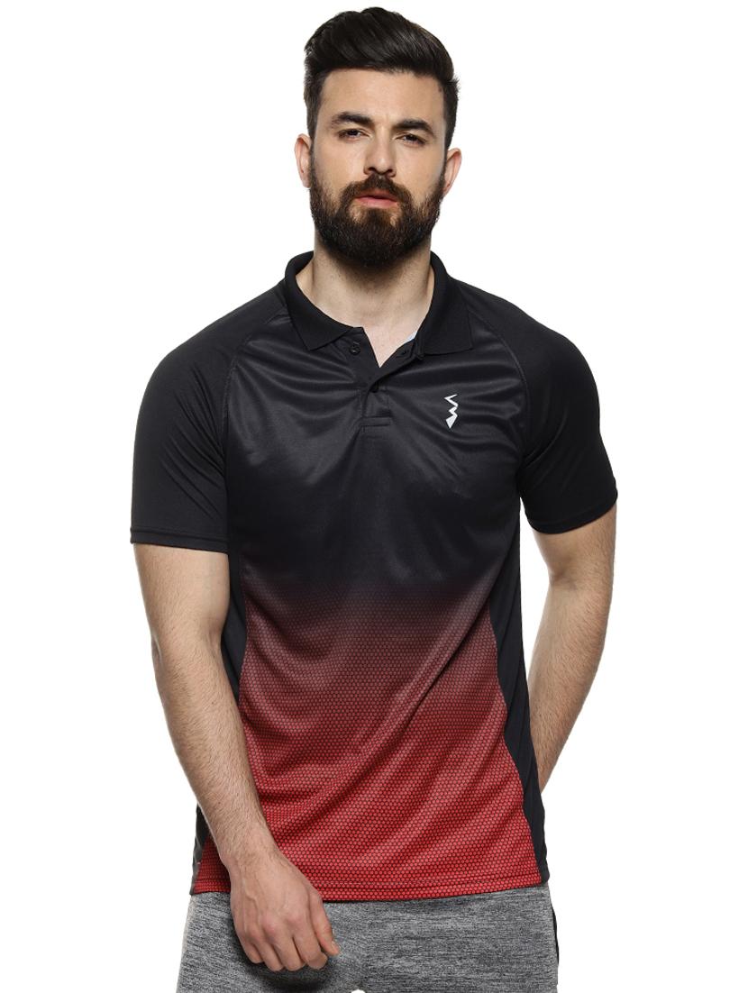 black printed polo t-shirt - 16958319 - Zoom Image - 1
