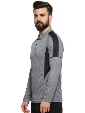 grey color block polo t-shirt - 16958320 - Standard Image - 2