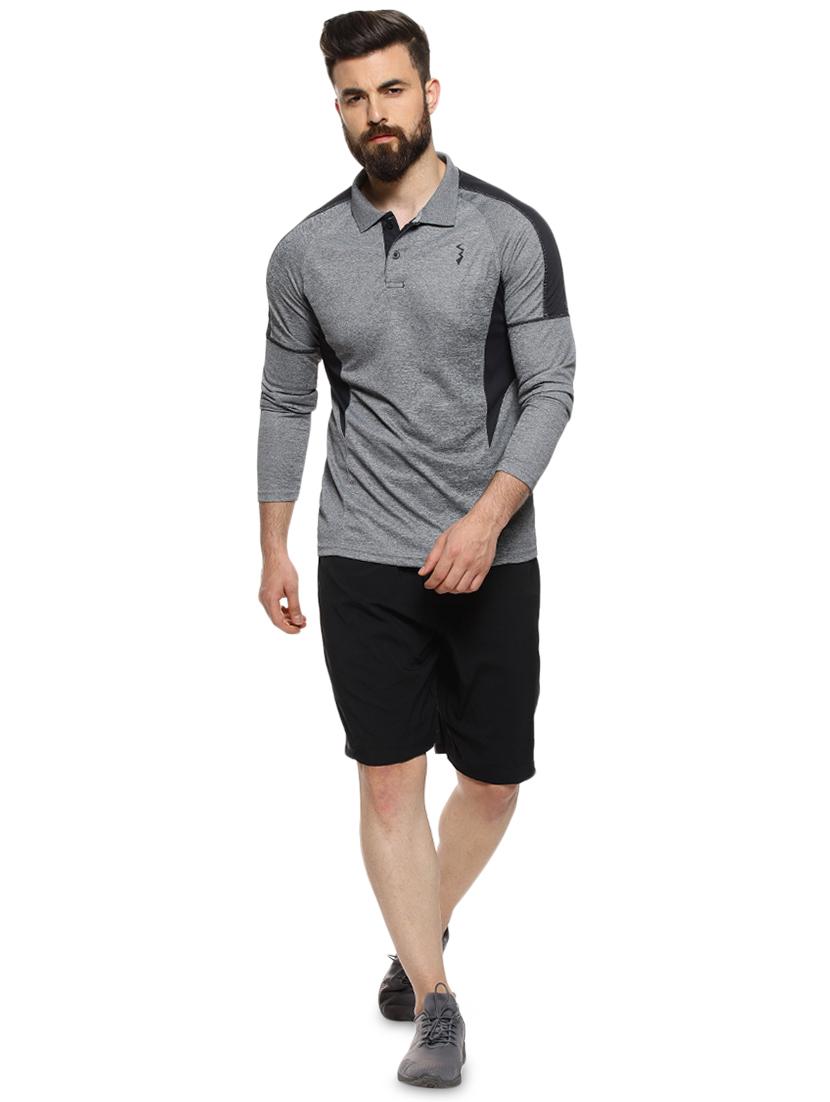 grey color block polo t-shirt - 16958320 - Zoom Image - 4