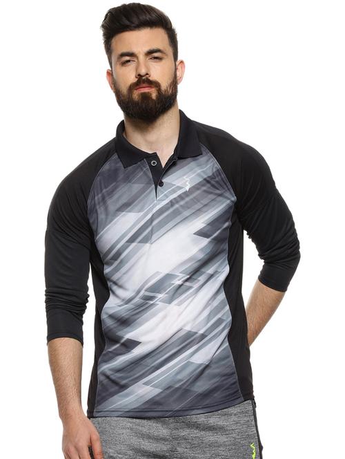 black printed polo t-shirt - 16958323 - Standard Image - 1