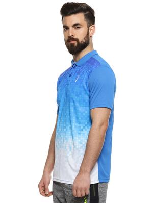 blue geometric print polo t-shirt - 16958330 - Standard Image - 2