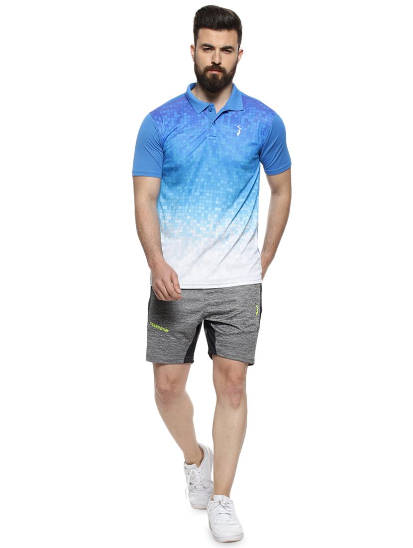 blue geometric print polo t-shirt - 16958330 - Zoom Image - 4