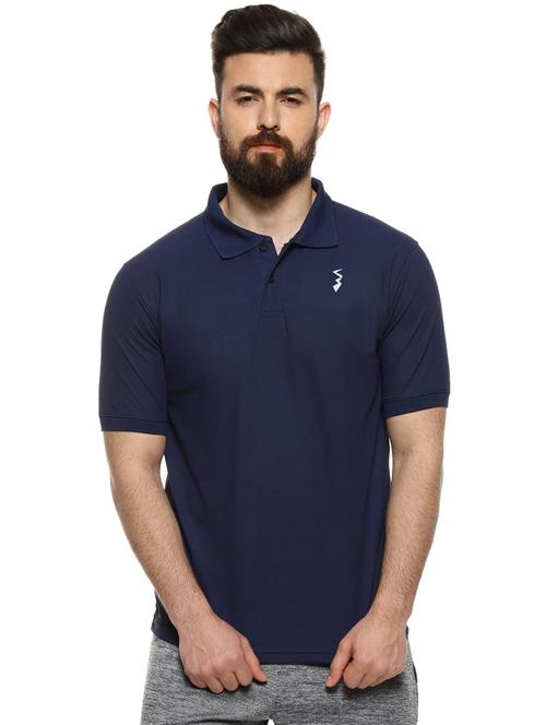navy blue solid polo t-shirt - 16958333 - Standard Image - 1