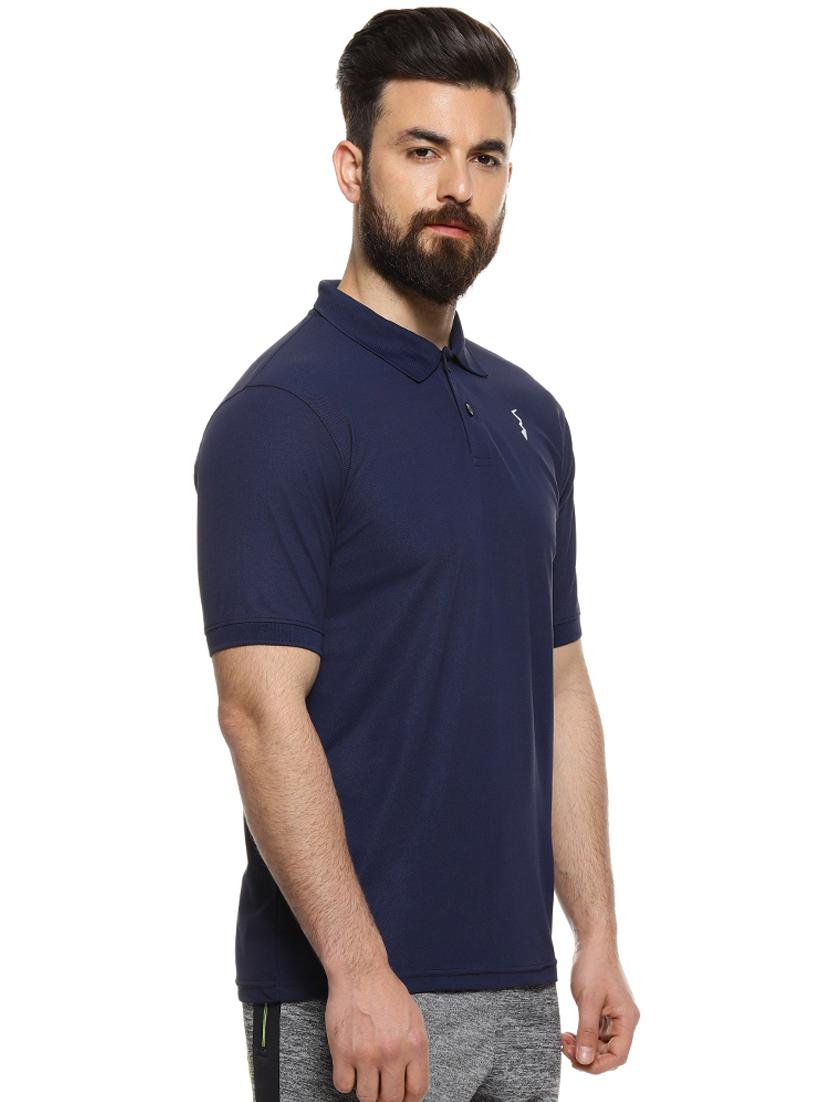 navy blue solid polo t-shirt - 16958333 - Zoom Image - 2
