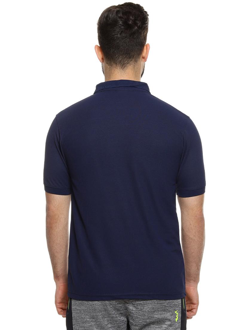 navy blue solid polo t-shirt - 16958333 - Zoom Image - 3