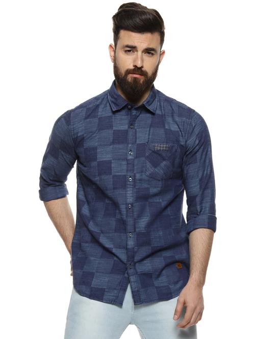 blue checkered casual shirt - 16958336 - Standard Image - 1