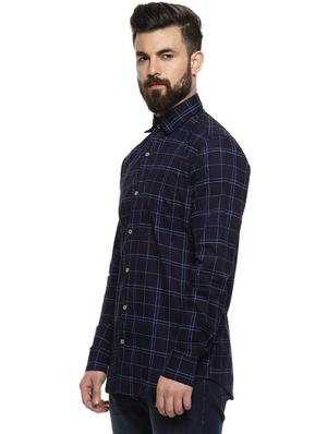 navy blue checkered casual shirt - 16958339 - Standard Image - 2
