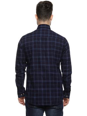 navy blue checkered casual shirt - 16958339 - Standard Image - 3