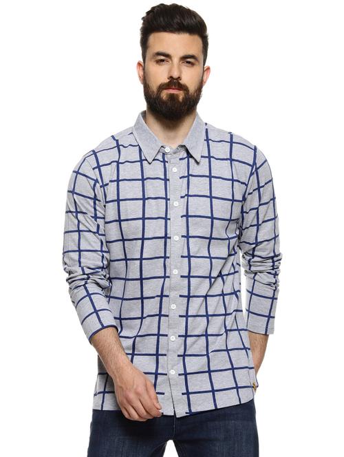 grey checkered casual shirt - 16958340 - Standard Image - 1