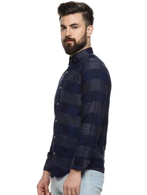 navy blue checkered casual shirt - 16958343 - Standard Image - 2
