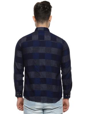 navy blue checkered casual shirt - 16958343 - Standard Image - 3