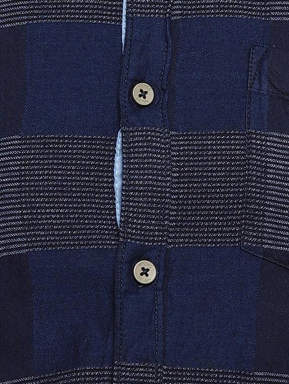 navy blue checkered casual shirt - 16958343 - Zoom Image - 5