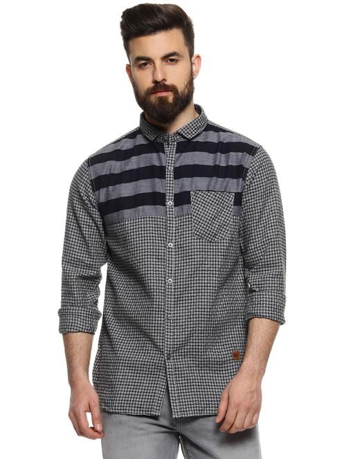 grey checkered casual shirt - 16958345 - Standard Image - 1