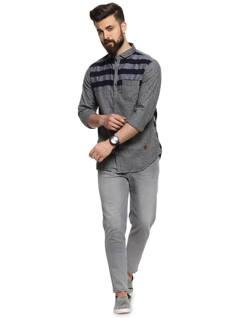grey checkered casual shirt - 16958345 - Zoom Image - 4