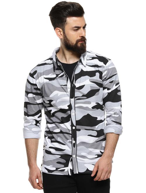 grey camouflage casual shirt - 16958349 - Standard Image - 1