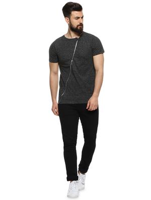 grey solid t-shirt with zip detailing - 16958464 - Standard Image - 4