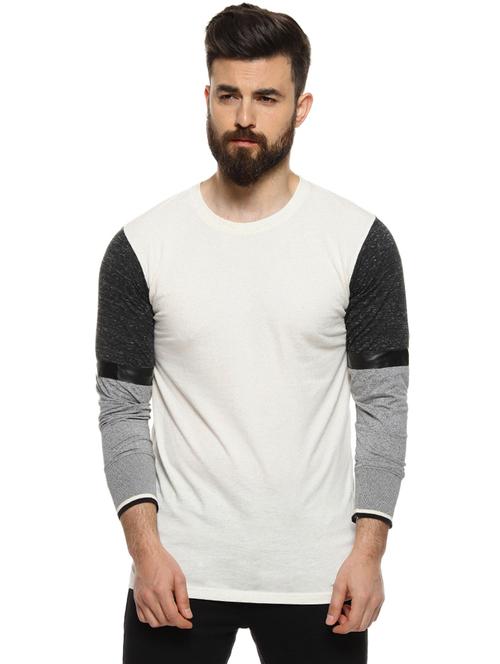 beige color block t-shirt - 16958468 - Standard Image - 1