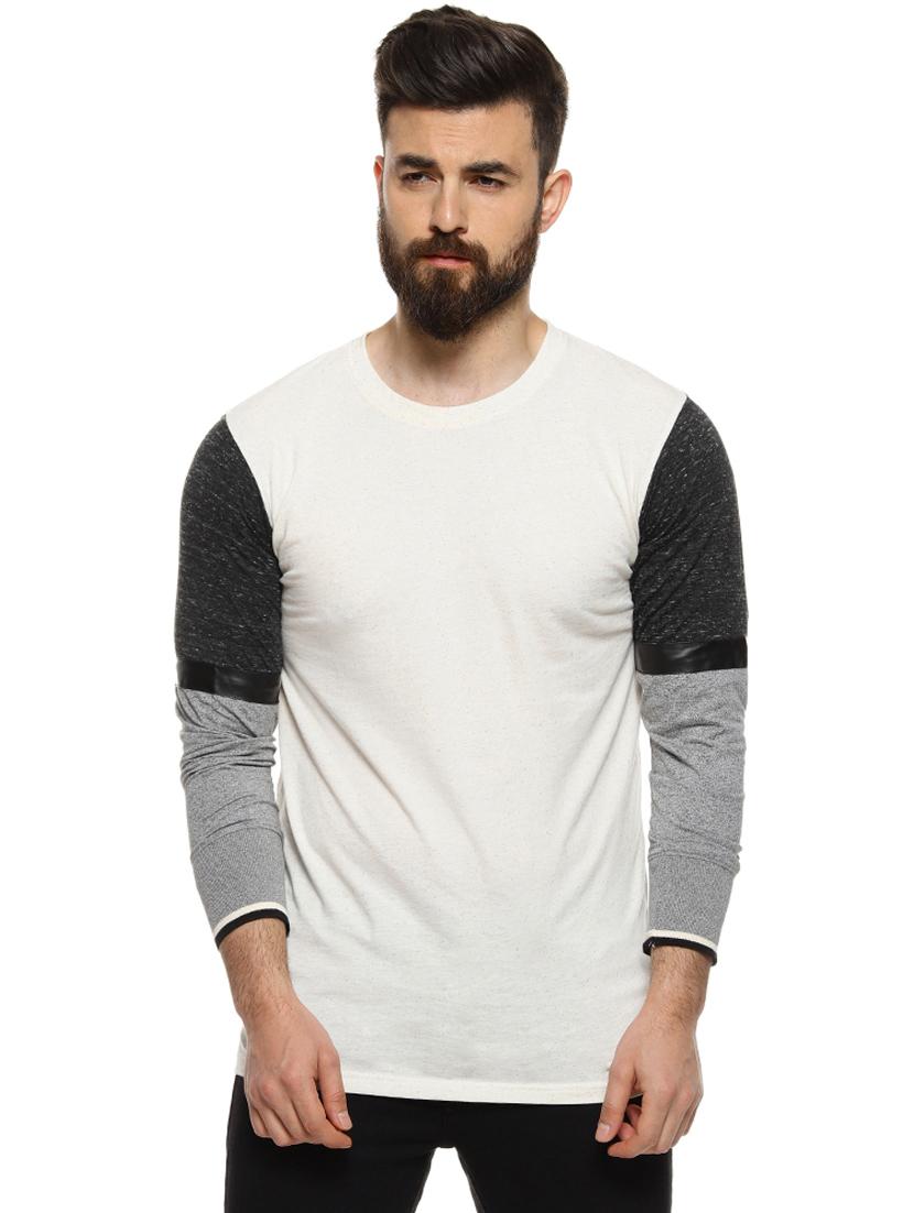 beige color block t-shirt - 16958468 - Zoom Image - 1