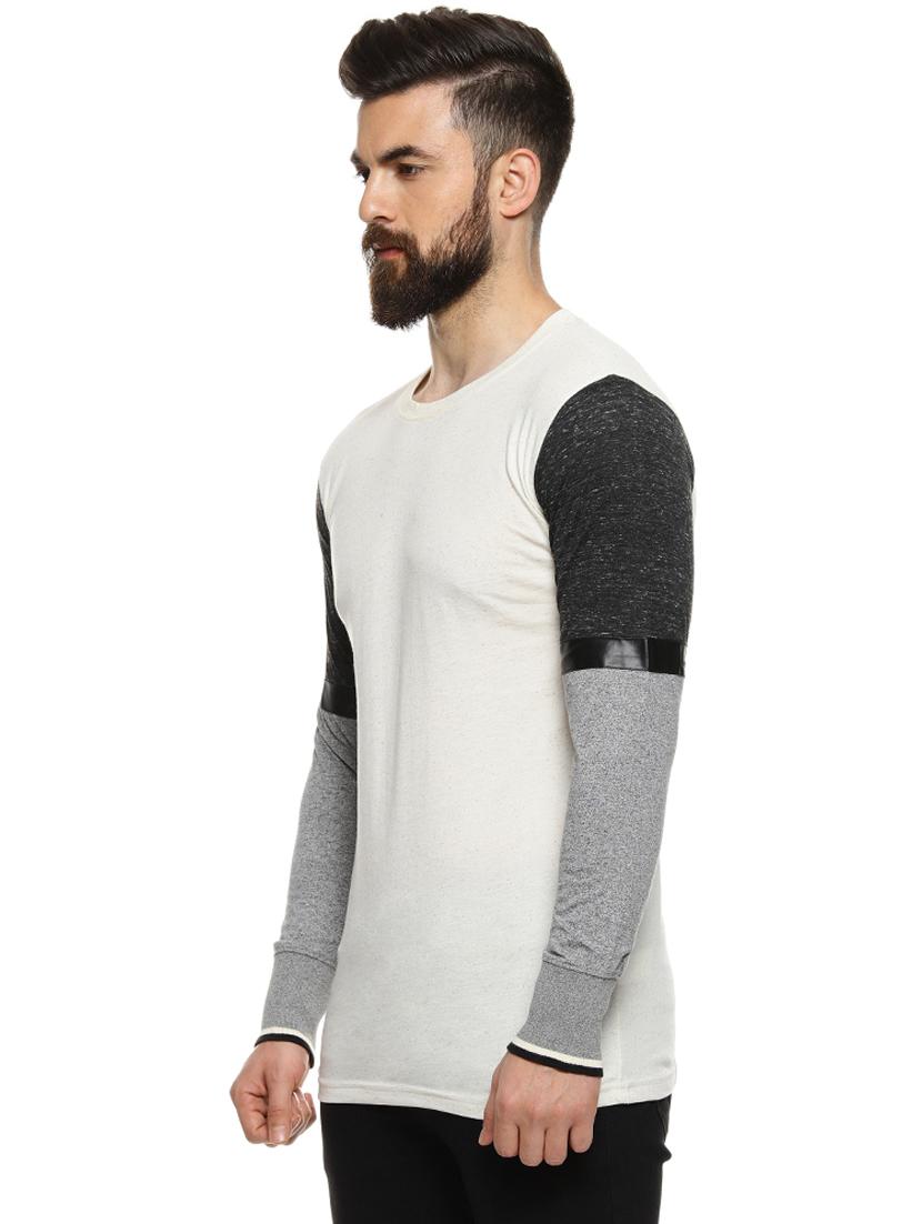 beige color block t-shirt - 16958468 - Zoom Image - 2