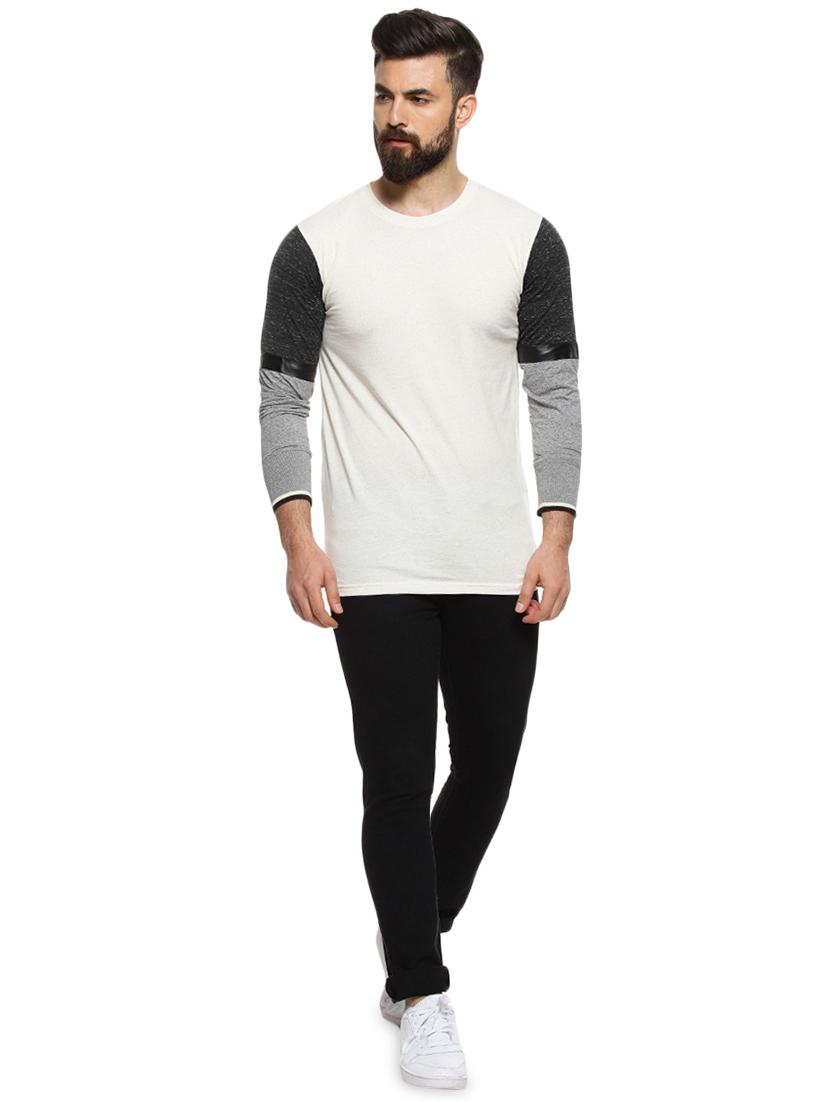 beige color block t-shirt - 16958468 - Zoom Image - 4