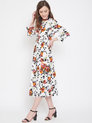 tie back floral a-line dress - 16958487 - Standard Image - 2