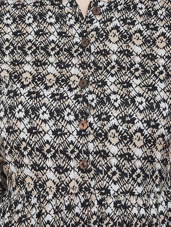 mandarin neck printed a-line dress - 16958489 - Zoom Image - 4