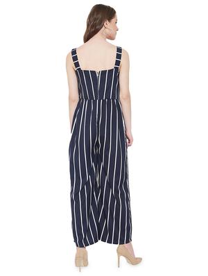 square neck striped full leg jumpsuit - 16958492 - Standard Image - 3