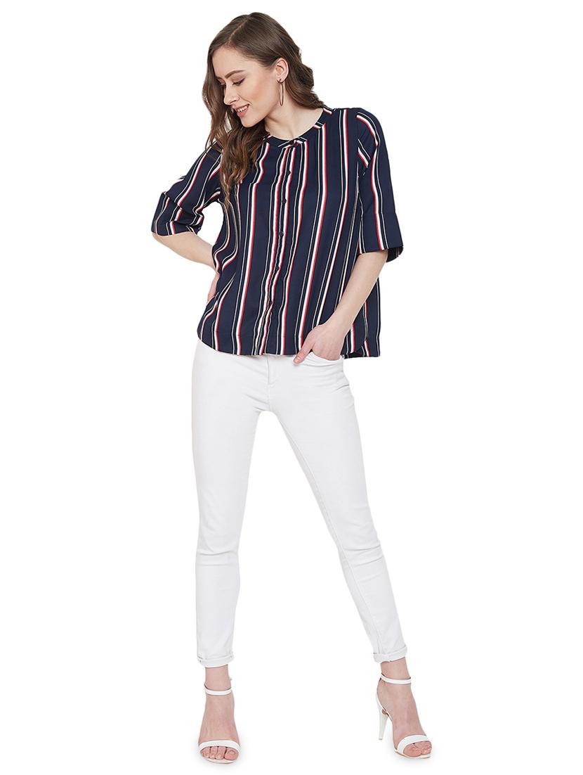 round neck striped shirt - 16958497 - Zoom Image - 4