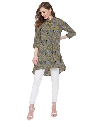 mandarin neck printed high low tunic - 16958503 - Standard Image - 4