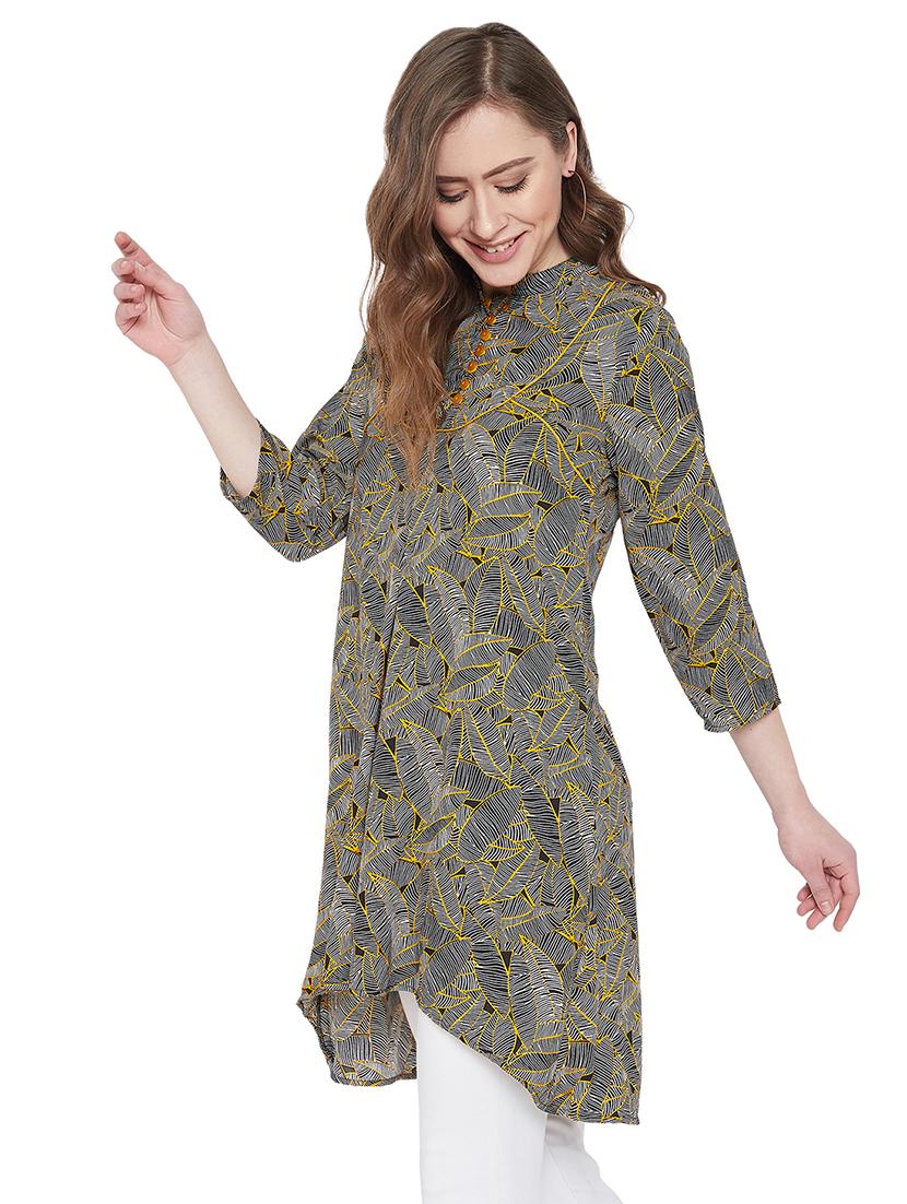 mandarin neck printed high low tunic - 16958503 - Zoom Image - 2