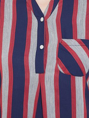 mandarin neck striped kurta - 16958507 - Standard Image - 4