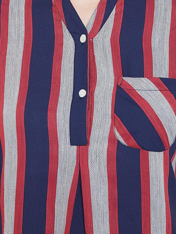 mandarin neck striped kurta - 16958507 - Zoom Image - 4
