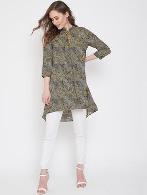 mandarin neck high low tunic - 16958509 - Standard Image - 4