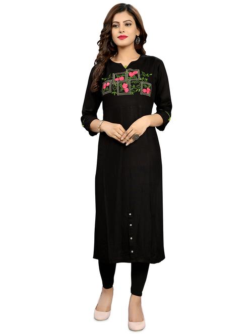 embroidered straight kurta - 16958771 - Standard Image - 1