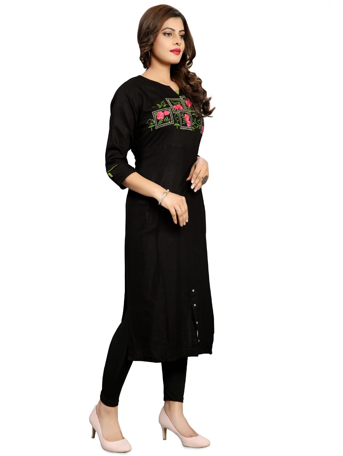 embroidered straight kurta - 16958771 - Zoom Image - 2