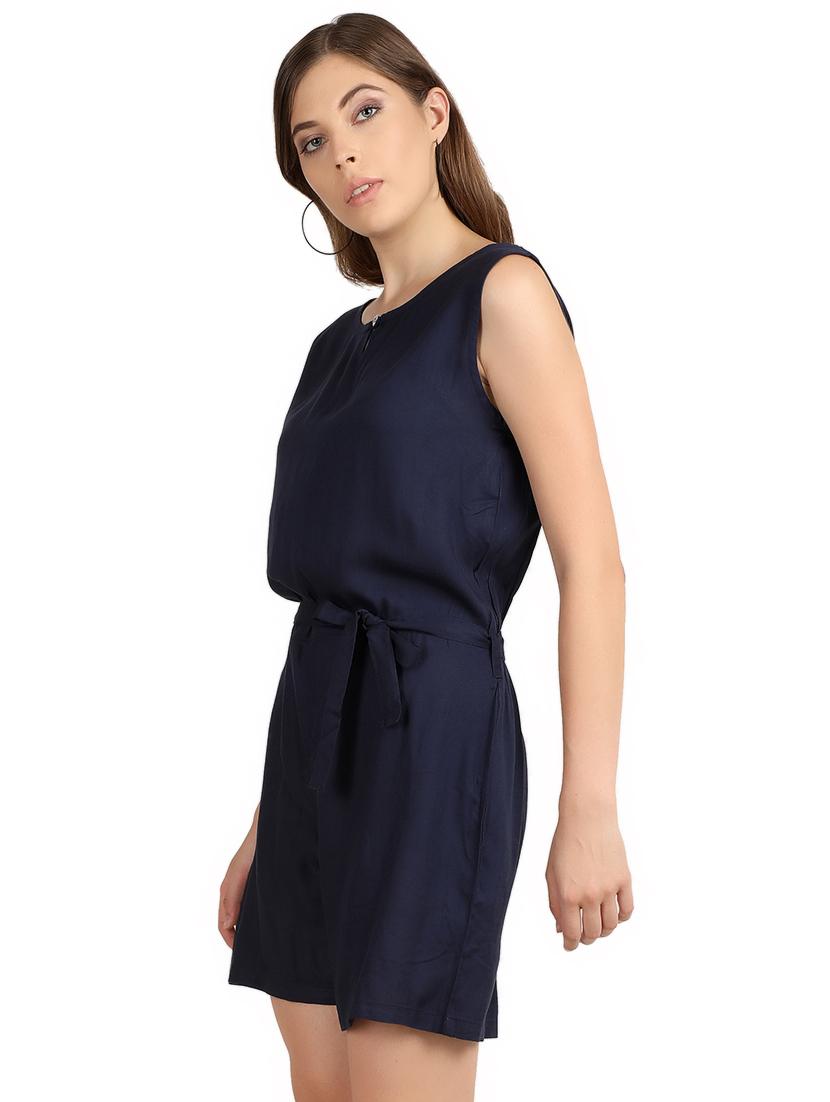 tie front key hole neck romper - 16958798 - Zoom Image - 2