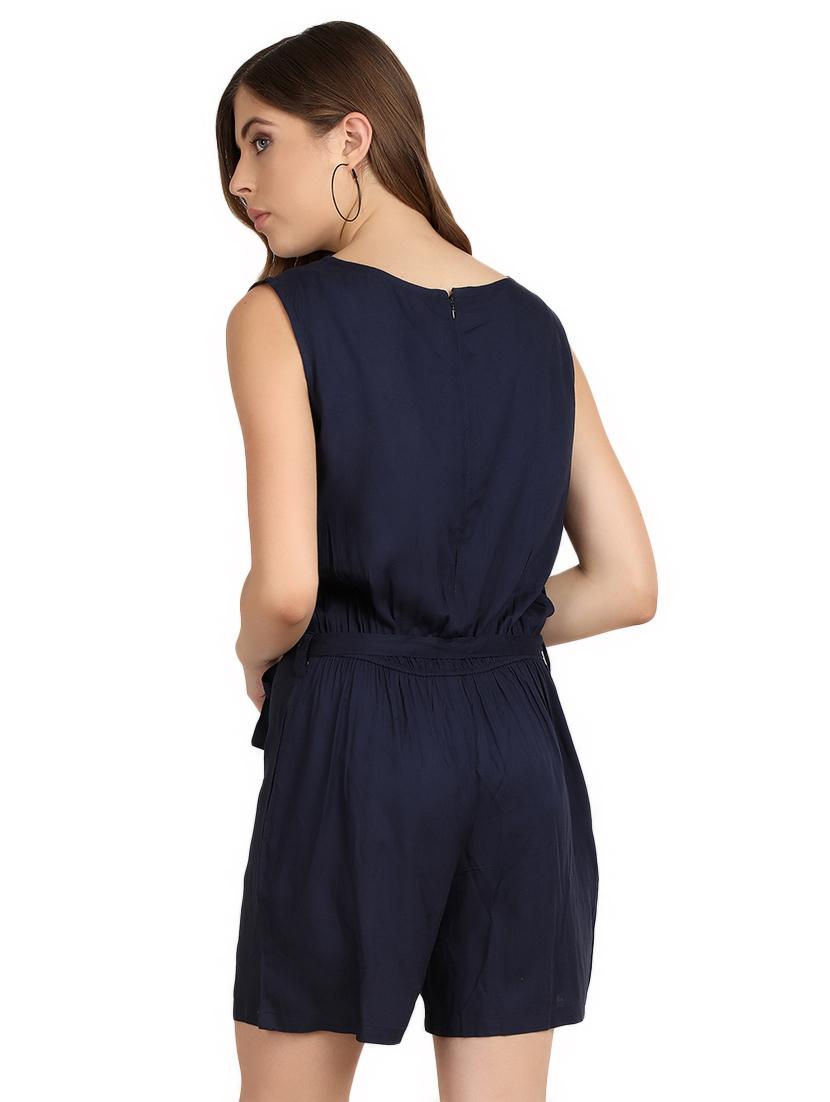 tie front key hole neck romper - 16958798 - Zoom Image - 3