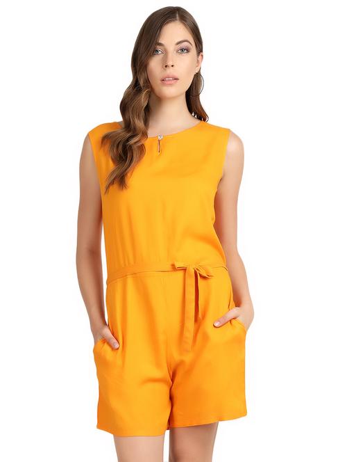 tie front key hole neck romper - 16958799 - Standard Image - 1